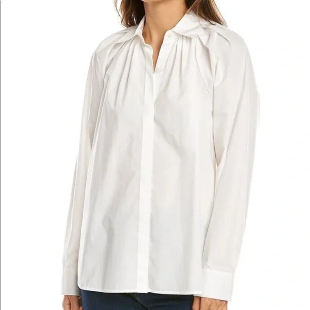 NWT Rebecca Taylor White Raglan Sleeve Blouse L